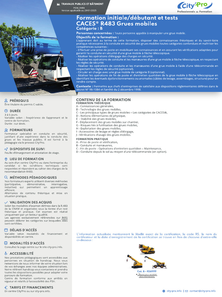 CACES® R483 Formation Grue Mobile Categorie B Initiale | PDF