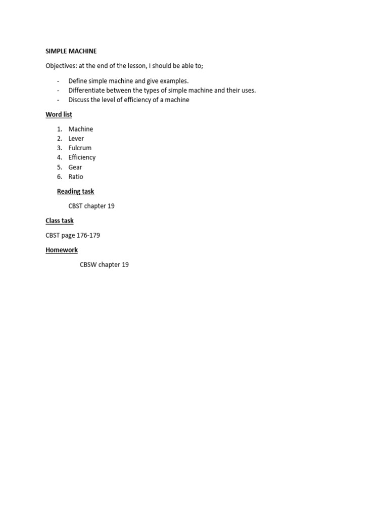 Understanding Simple Machines: Types & Uses | PDF