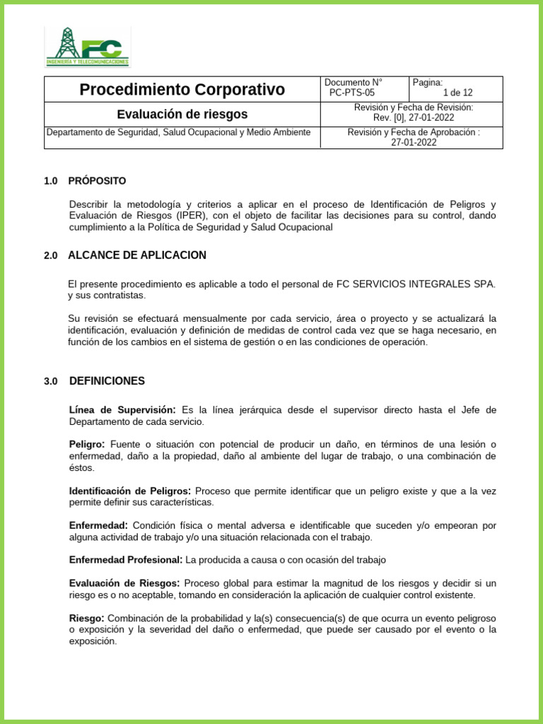 Evaluación de Riesgos en Seguridad Laboral | PDF | Riesgo | Evaluación ...