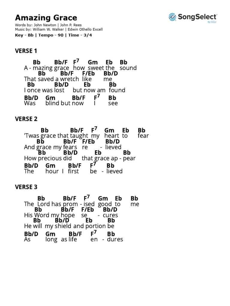 Amazing Grace Lyrics and Music Details | PDF