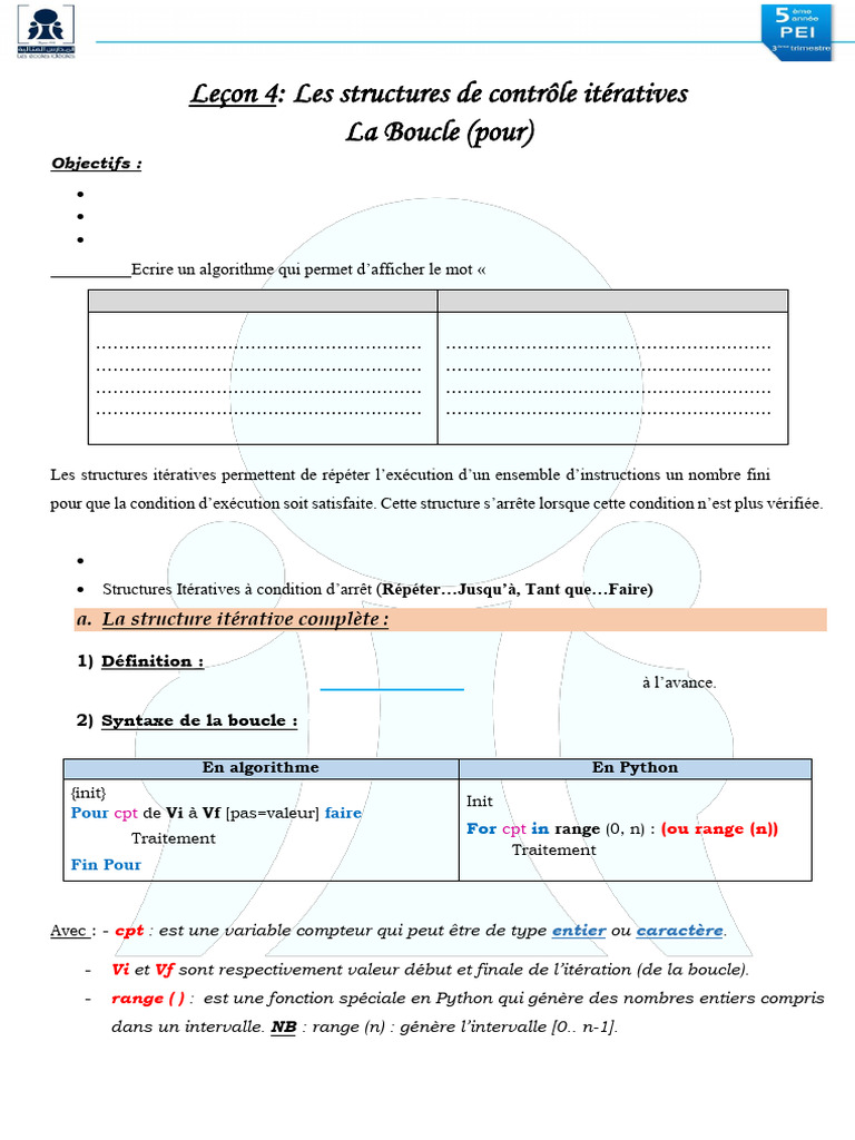 Boucles en Python : Structures itératives | PDF | Structure de contrôle ...