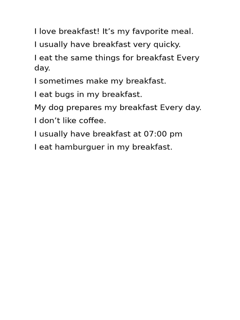 Breakfast Preferences and Habits | PDF