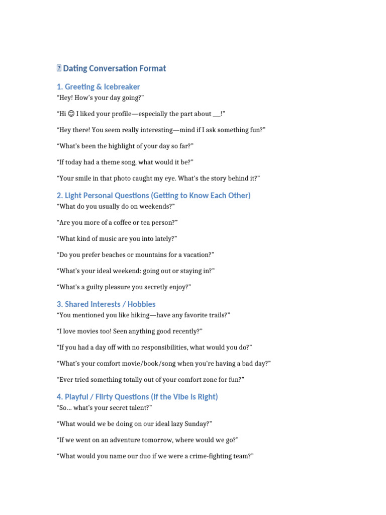 Engaging Dating Conversation Starters | PDF