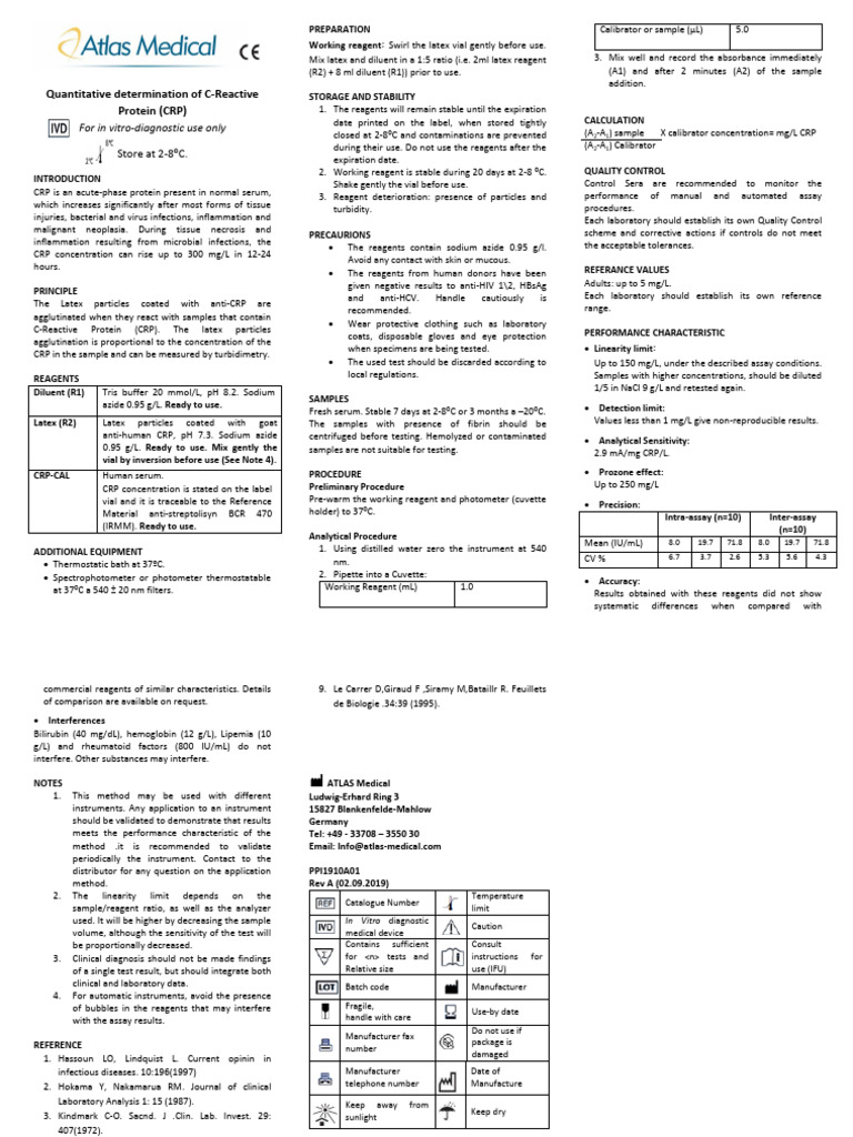 PPI1910A01 CRP Turbilatex Rev A | PDF | C Reactive Protein | Ph