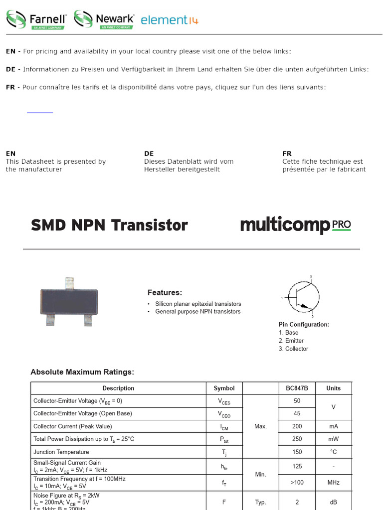 2861456 | PDF | Bipolar Junction Transistor | Transistor
