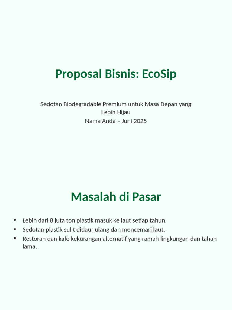Sedotan Biodegradable EcoSip untuk F&B | PDF