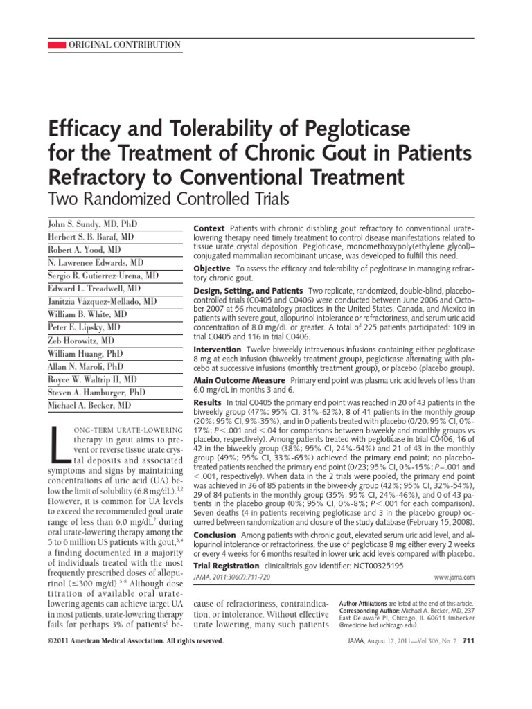 Pegloticase CAT | PDF | Gout | Body Mass Index
