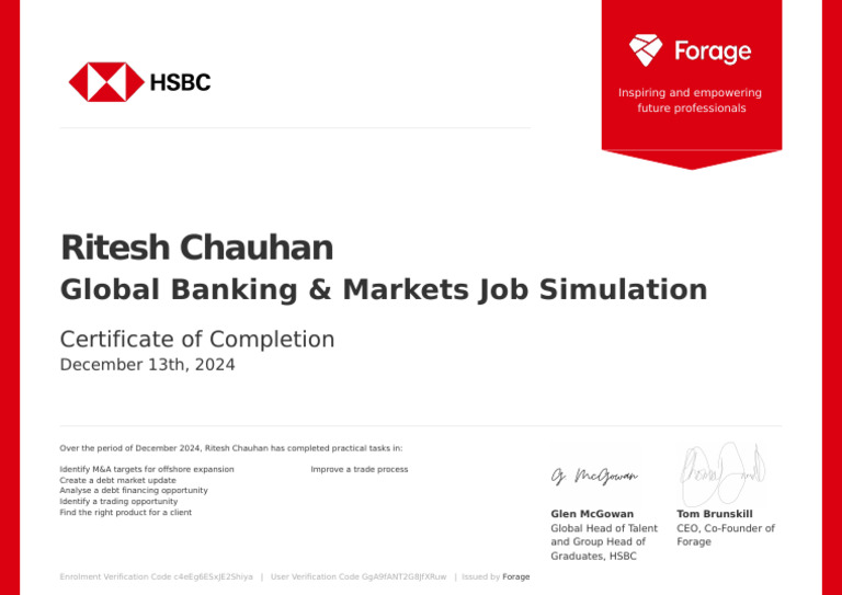 Global Banking Job Simulation Certificate | PDF