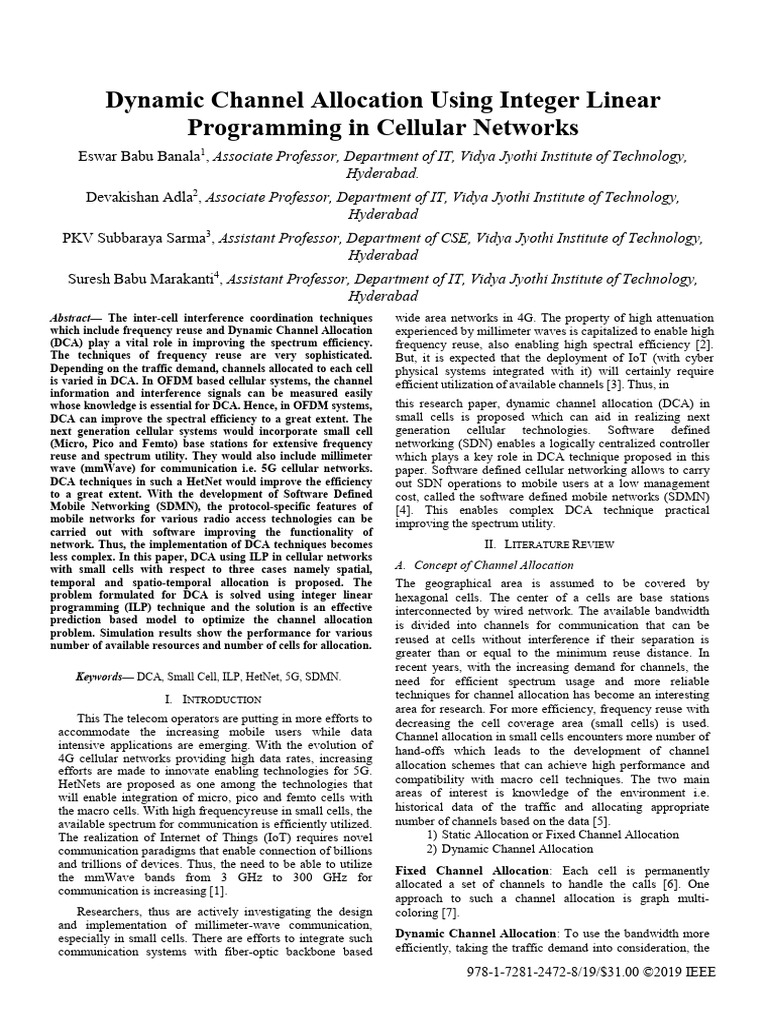 Dynamic Channel Allocation in 5G Networks | PDF | Cellular Network ...