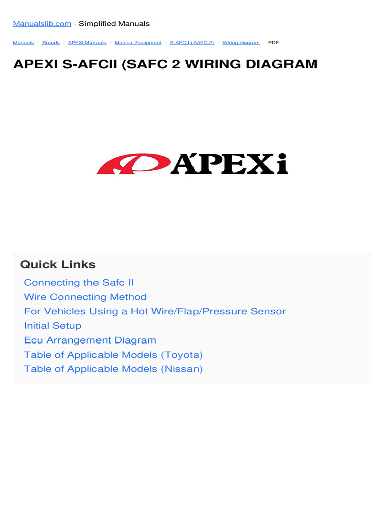 APEXi SAFCII Wiring Diagram Guide PDF Electrical Connector Throttle