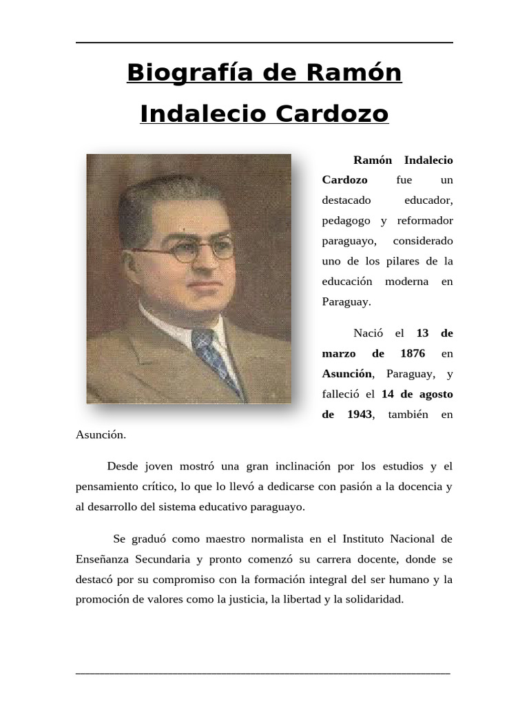 Biografía de Ramón Indalecio Cardozo | PDF | Enseñando | Paraguay