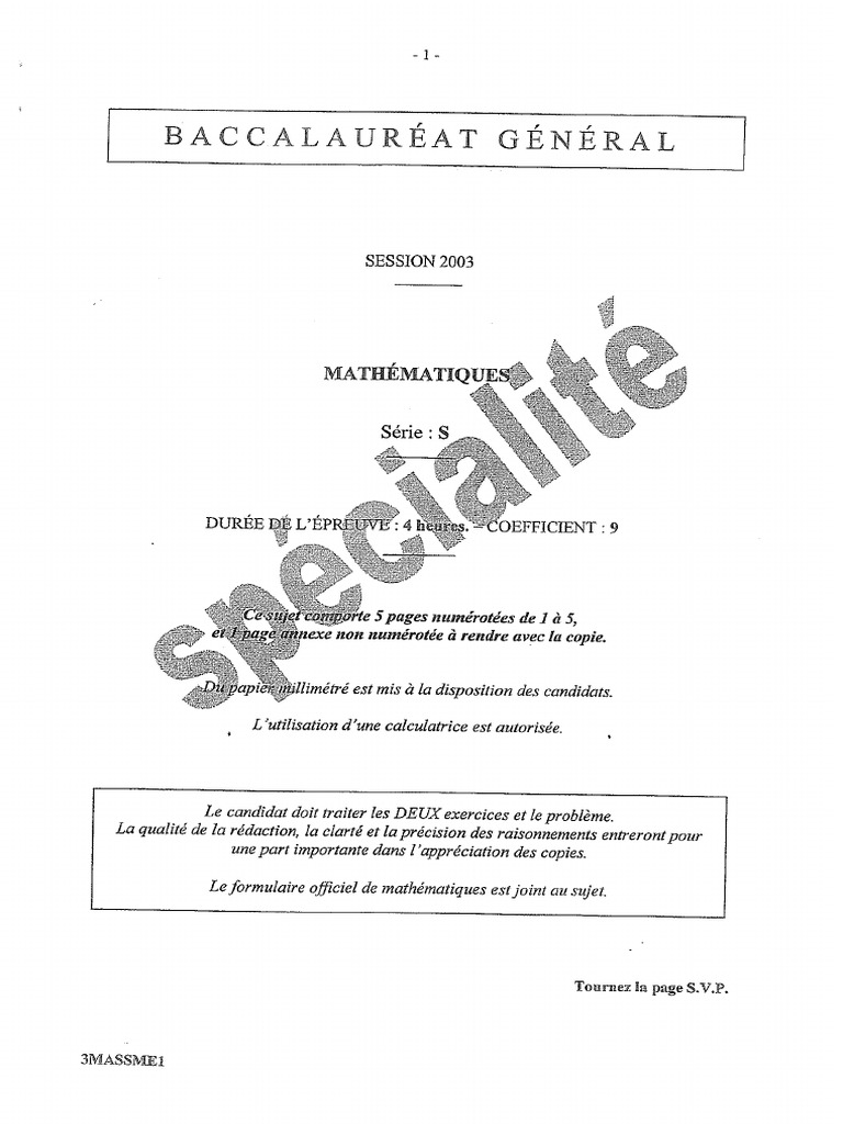 Bac 2003 FR | PDF