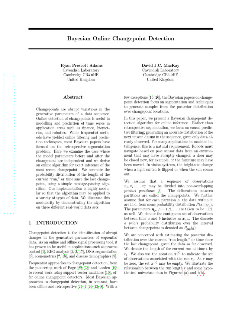Bayesian Online Changepoint Detection | PDF | Bayesian Inference ...