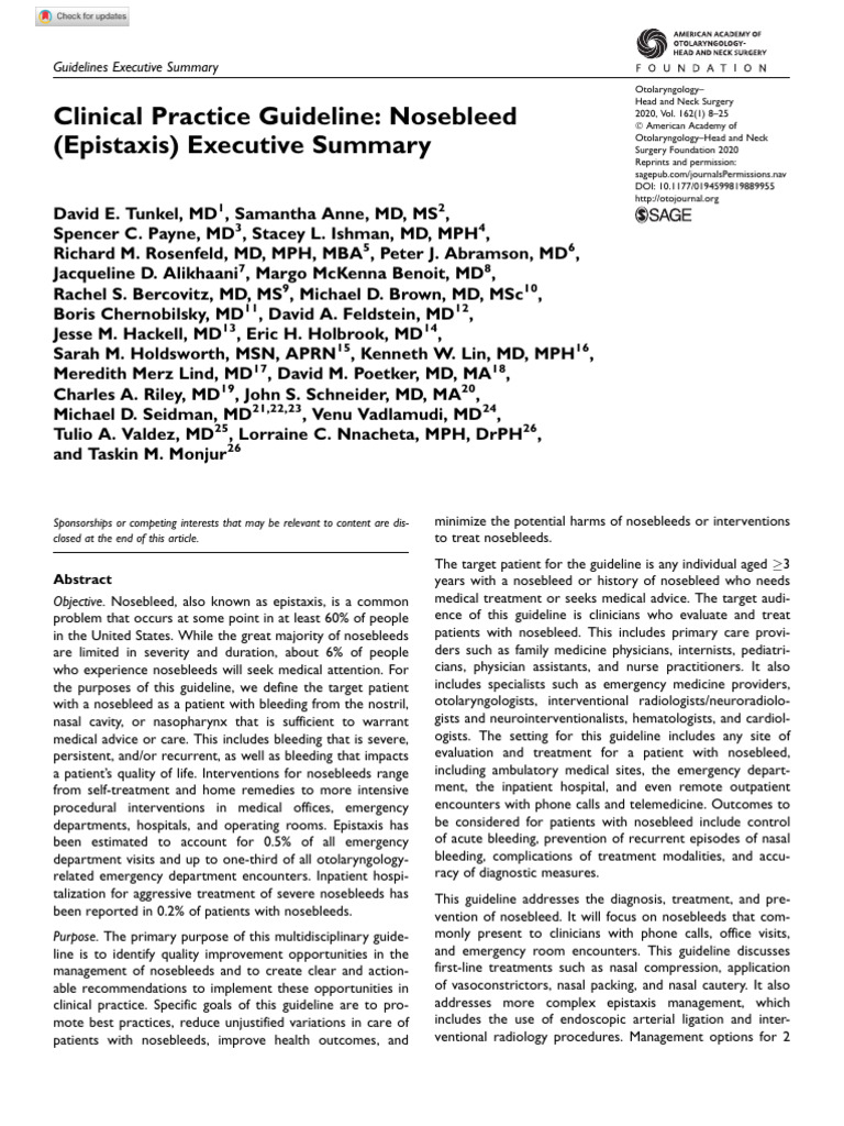 Epistaxis | PDF | Evidence Based Medicine | Emergency Department