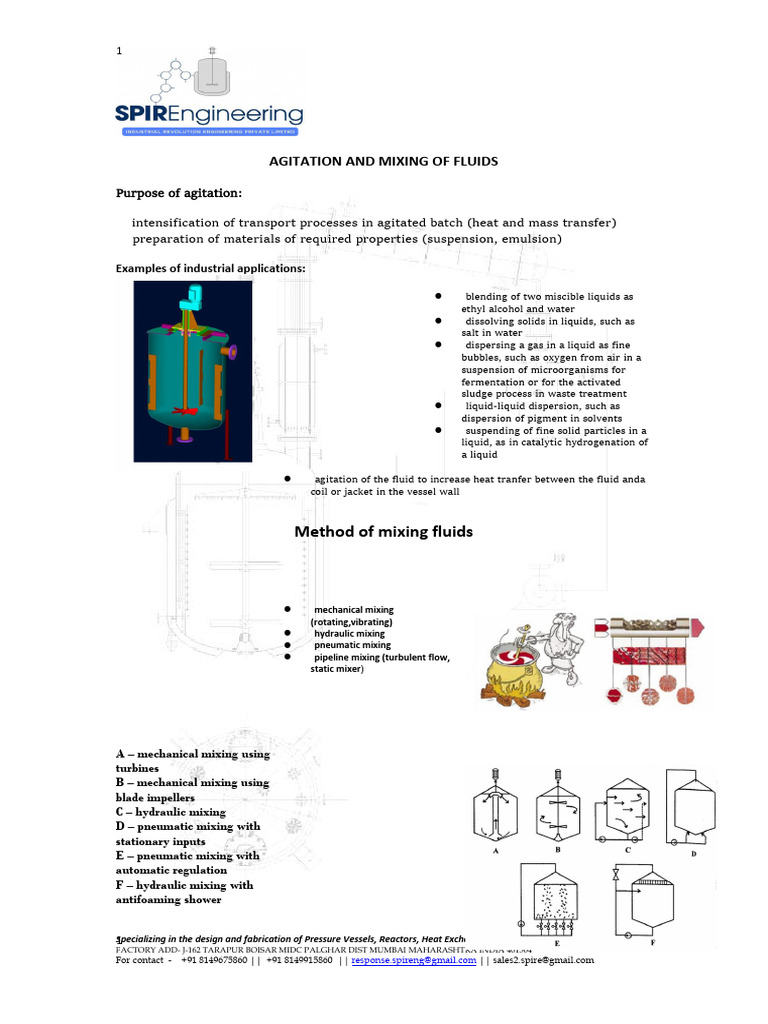Agitation and Mixing Techniques in Chemistry | PDF | Chemistry ...