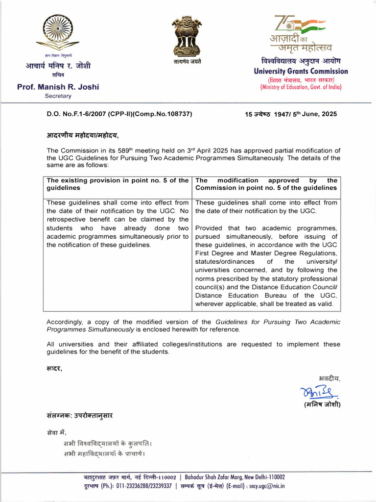 UGC Guidelines for Dual Degree Programs | PDF | Justice | Crime & Violence