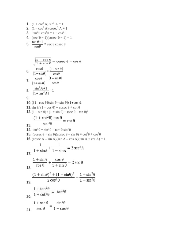 Trigonometric Identities and Equations | PDF