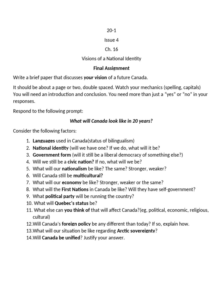 20-1 Isue 4 Ch. 16 Vision of Canada | PDF