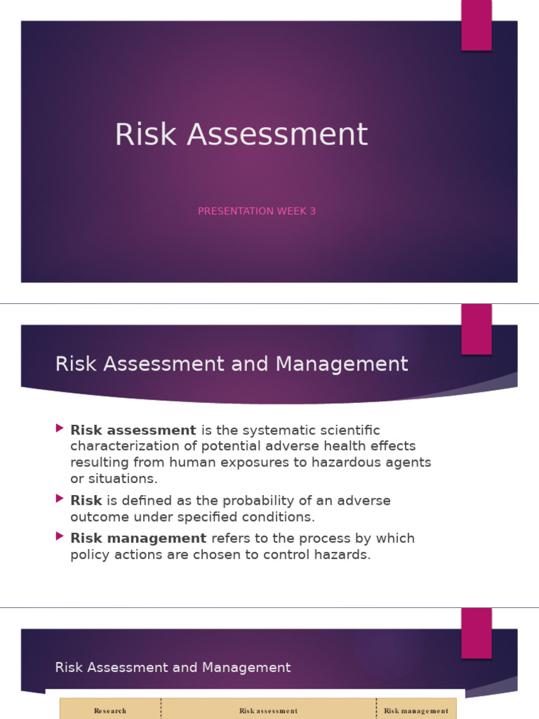 Risk Assessment and Management Overview | PDF | Toxicology | Medical ...