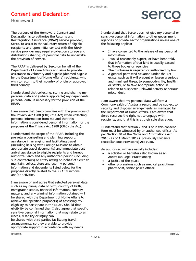 Homeward Consent Form for RRAP Services | PDF | Legal Guardian | Barrister