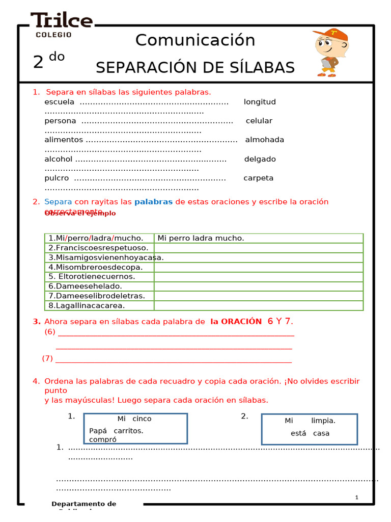 Ejercicios de Separación de Sílabas | PDF | Ajedrez