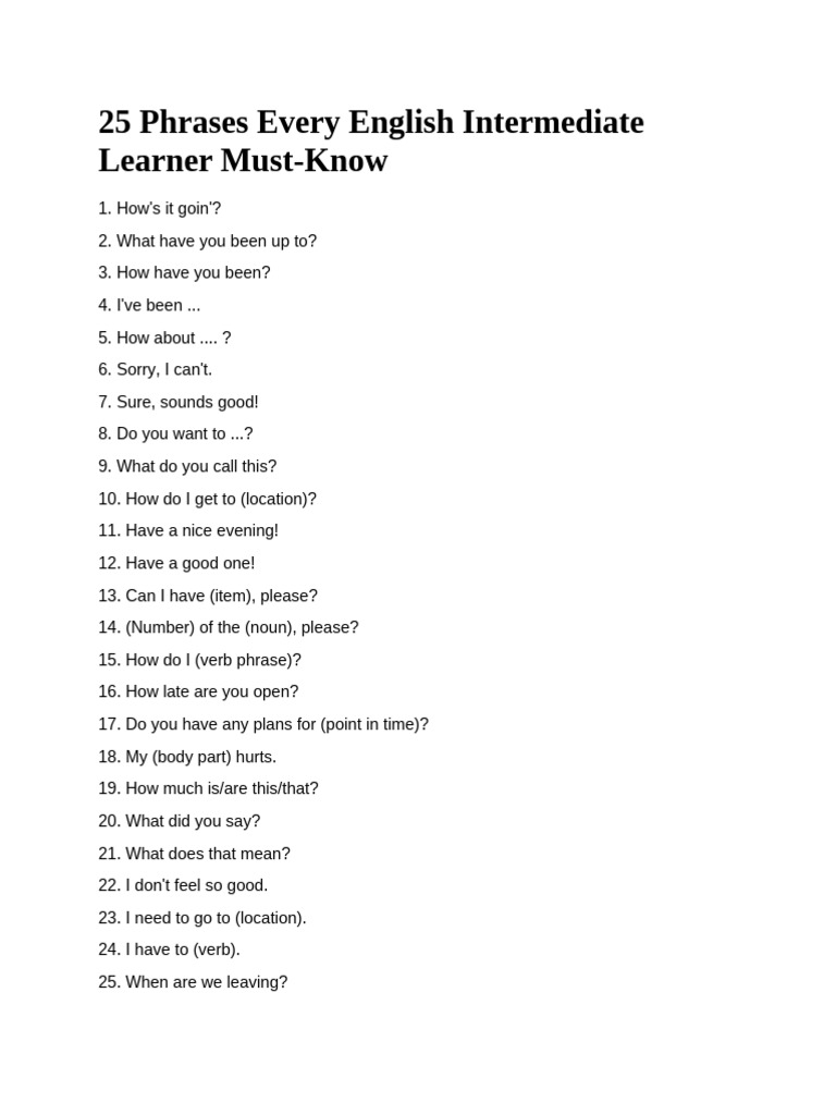 Essential Phrases for English Learners | PDF