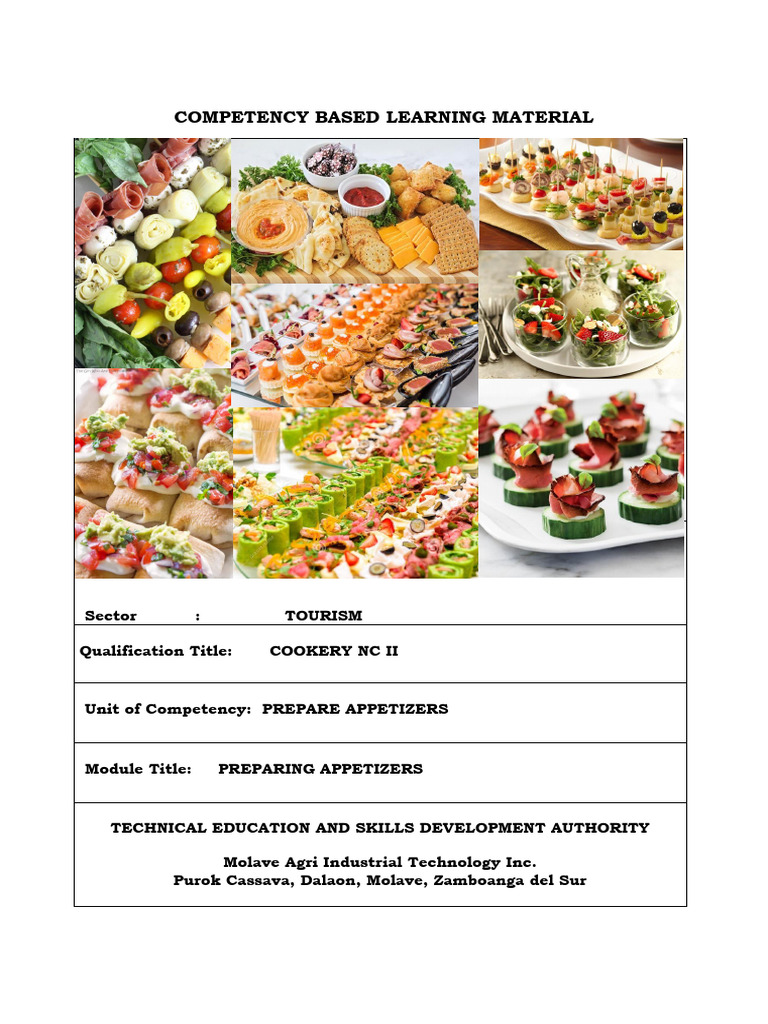 Prepare Appetizers: Competency Module | PDF | Hors D'oeuvre | Pickling
