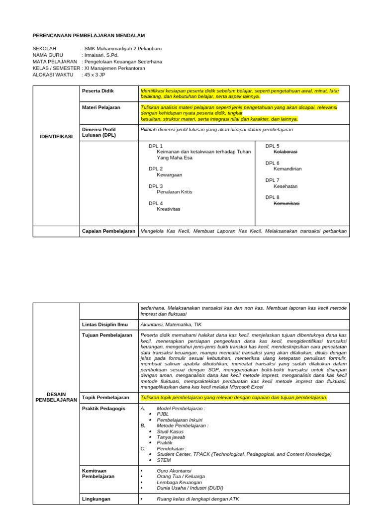 RPP Pembelajaran Mendalam Akuntansi SMK | PDF
