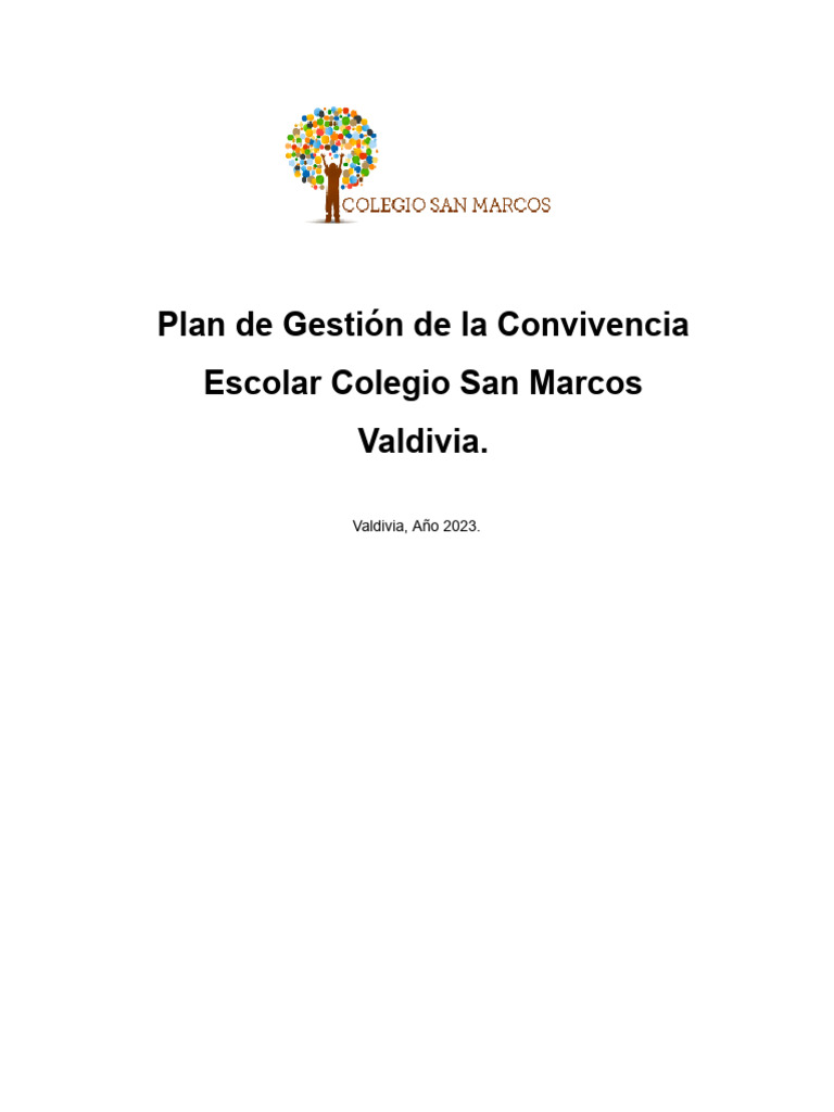 Plan de Convivencia Escolar 2023 San Marcos | PDF | Las emociones ...