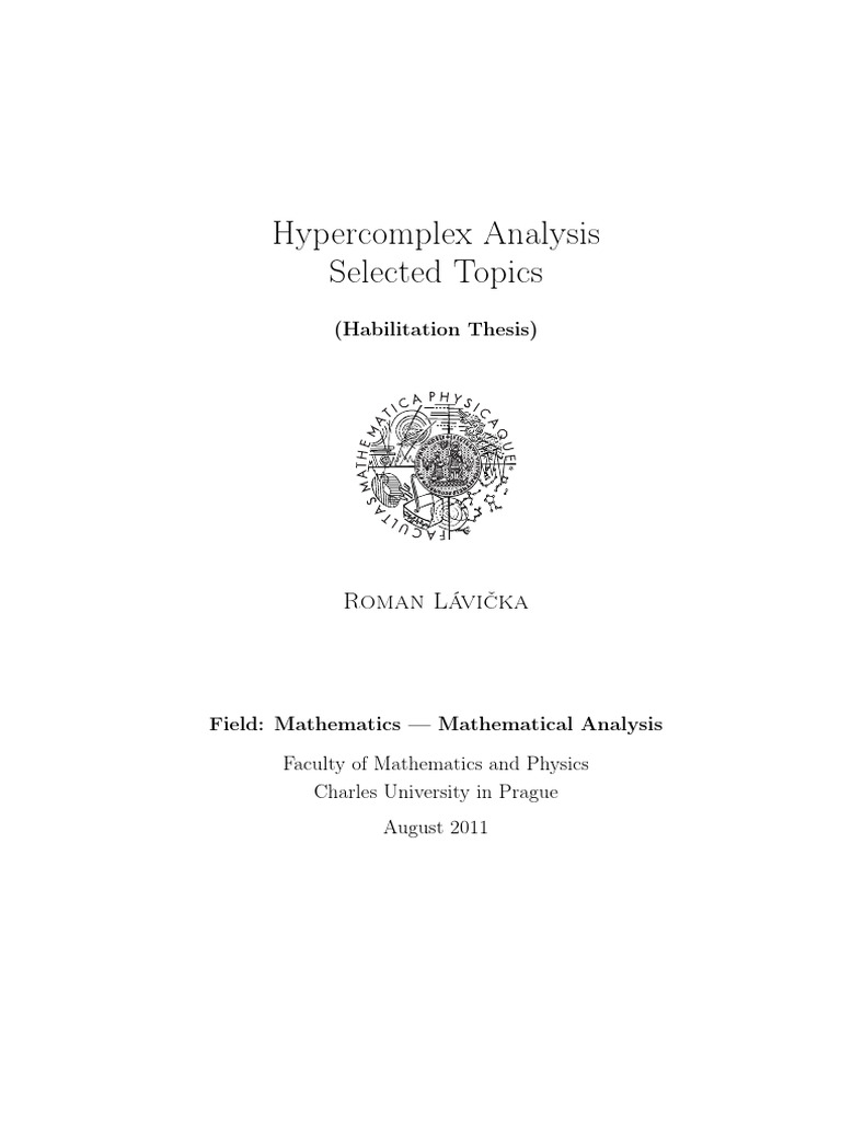 Hypercomplex Analysis Overview | PDF | Group Theory | Functions And ...