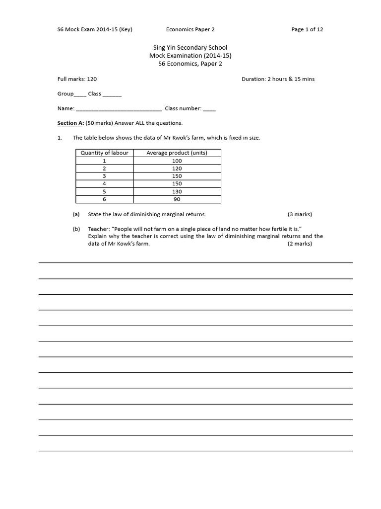 F6 Econ 2014 MockExam Paper 2 | PDF | Externality | Economics