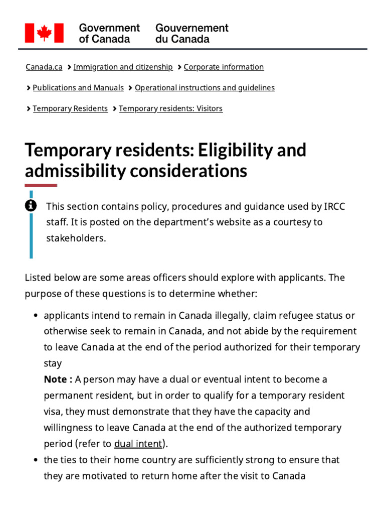Temporary Resident Visa Guidelines | PDF | Travel Visa | Immigration Law