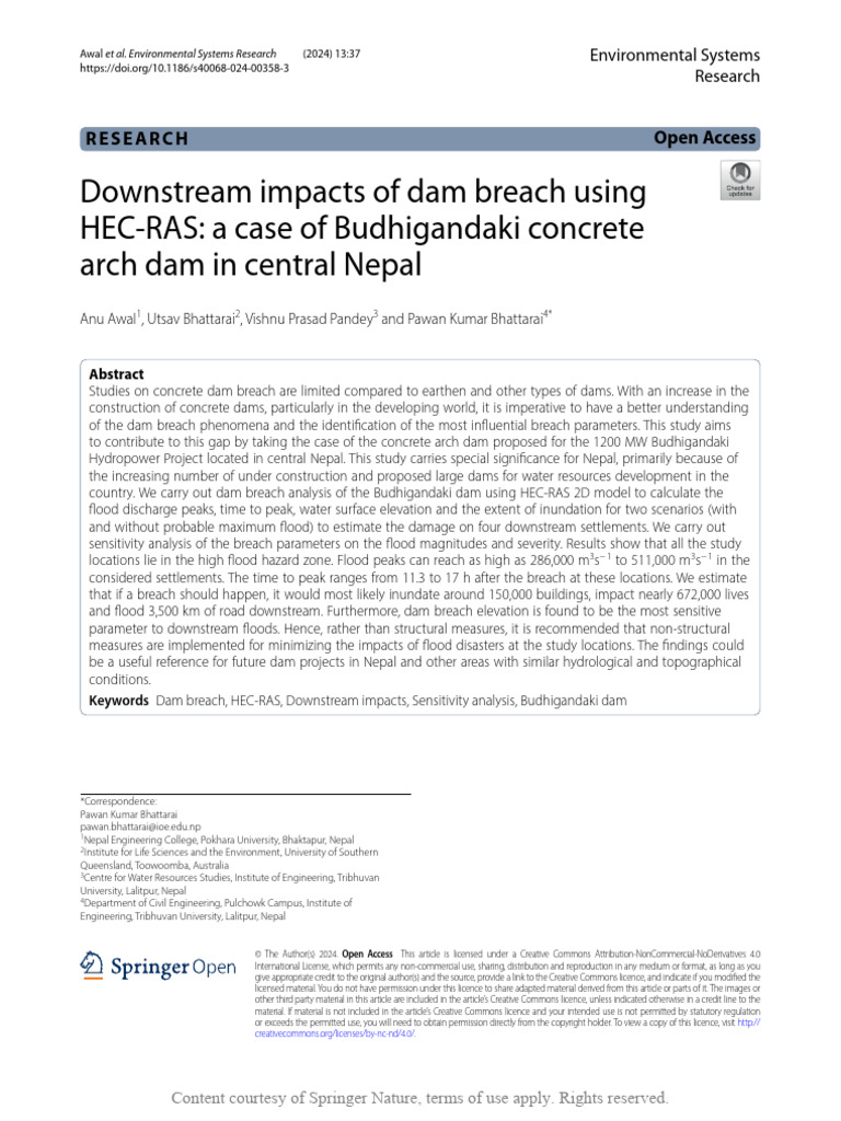 Dam Breach Analysis of Budhigandaki | PDF | Flood | Dam