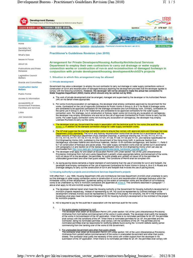 Guidelines for Private Developer Contractors | PDF | Pipe (Fluid ...