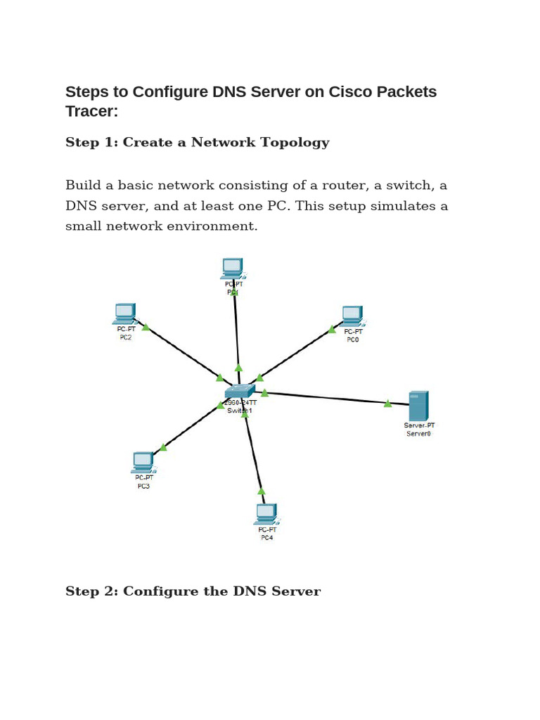 DNS Server Setup in Cisco Packet Tracer | PDF