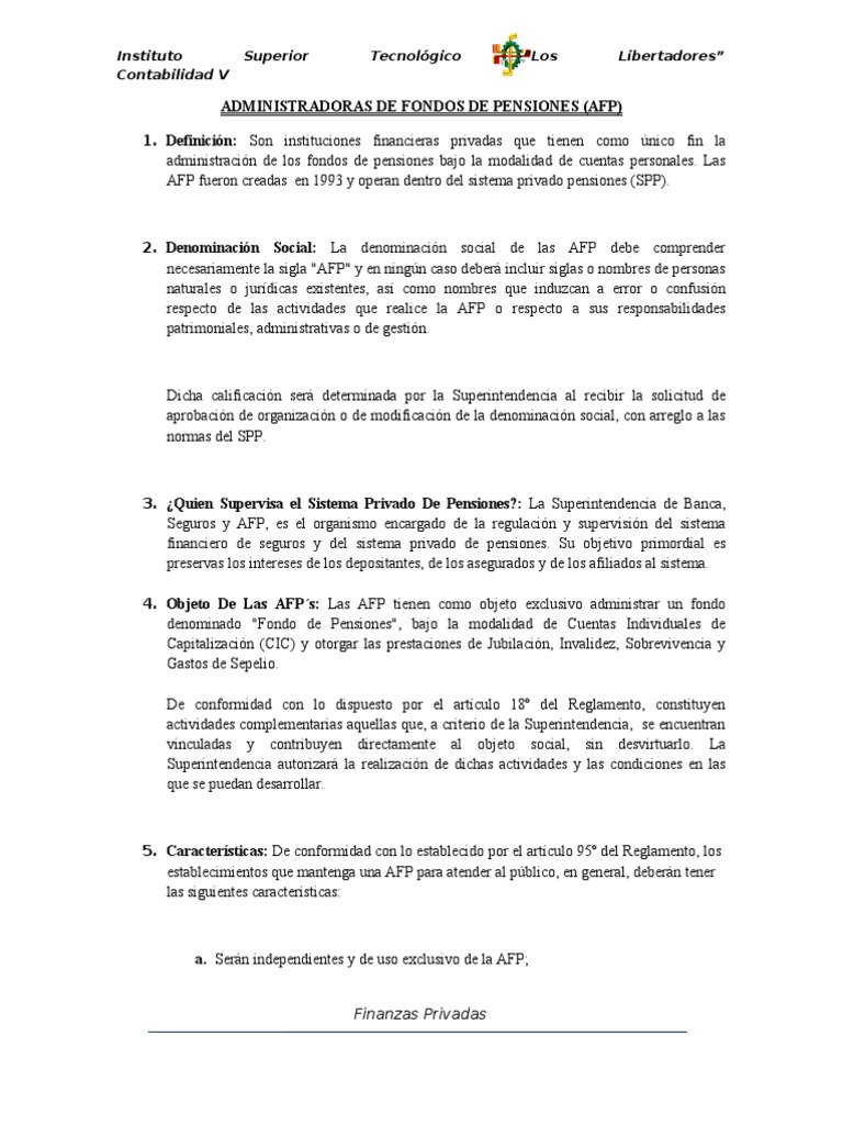Administradoras de Fondos de Pensiones Pensión Fondo de pensiones