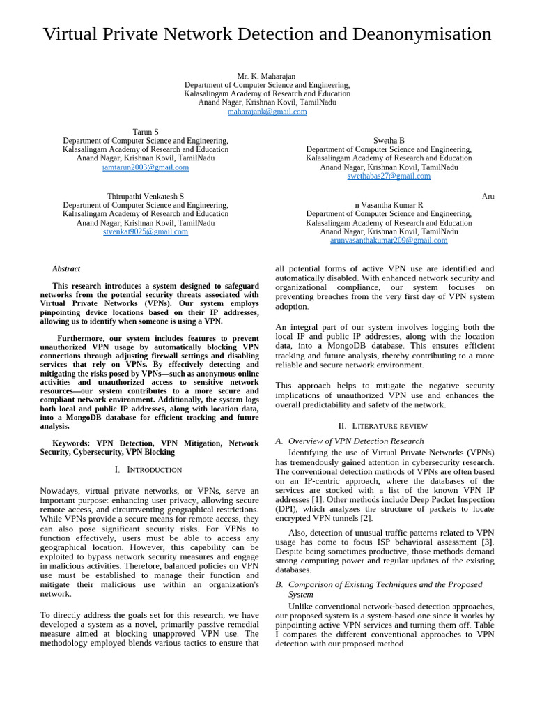 VPN Detection and Security Mitigation System | PDF | Virtual Private ...