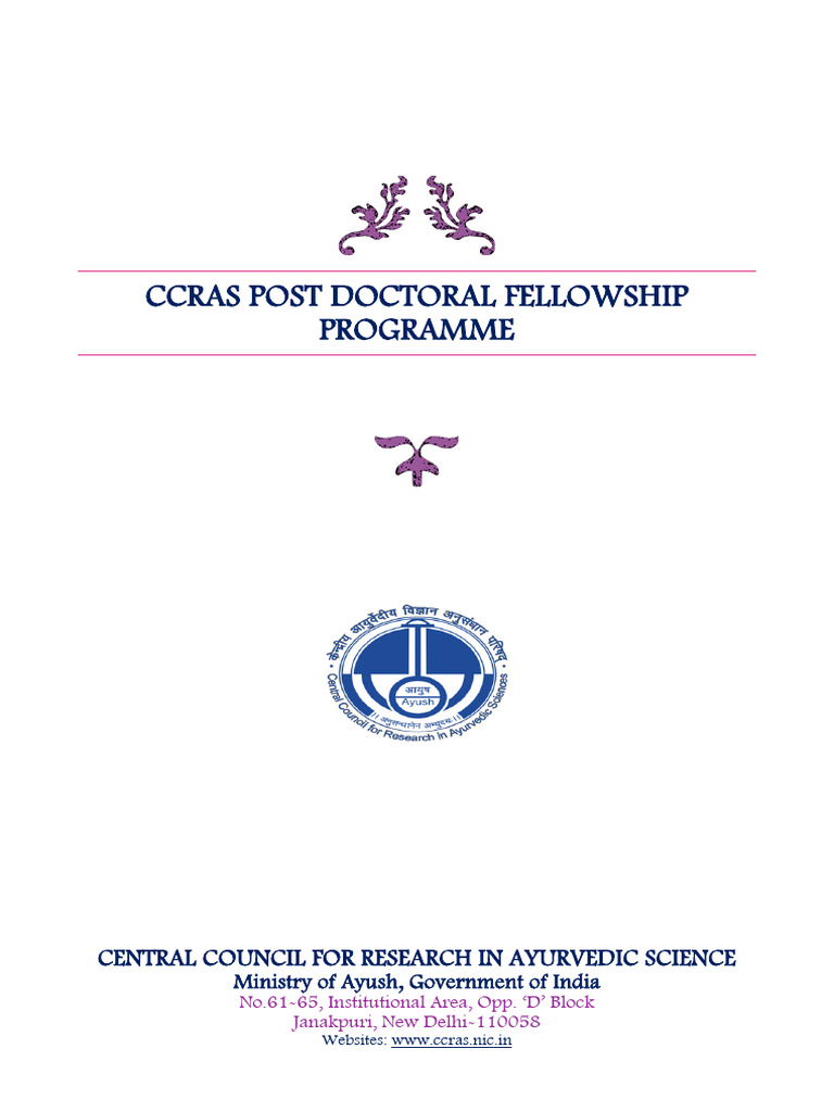 CCRAS Post Doctoral Fellowship Guide | PDF | Methodology | Ayurveda