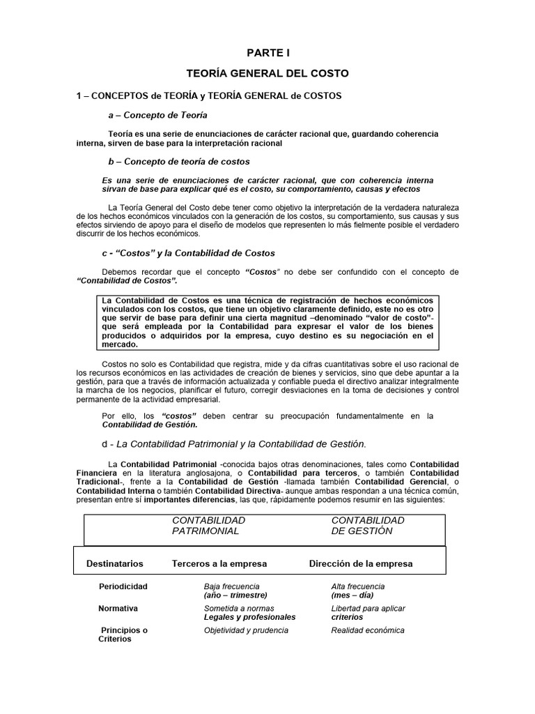 Contabilidad de Costos-Parte I | PDF | Contabilidad | Costo