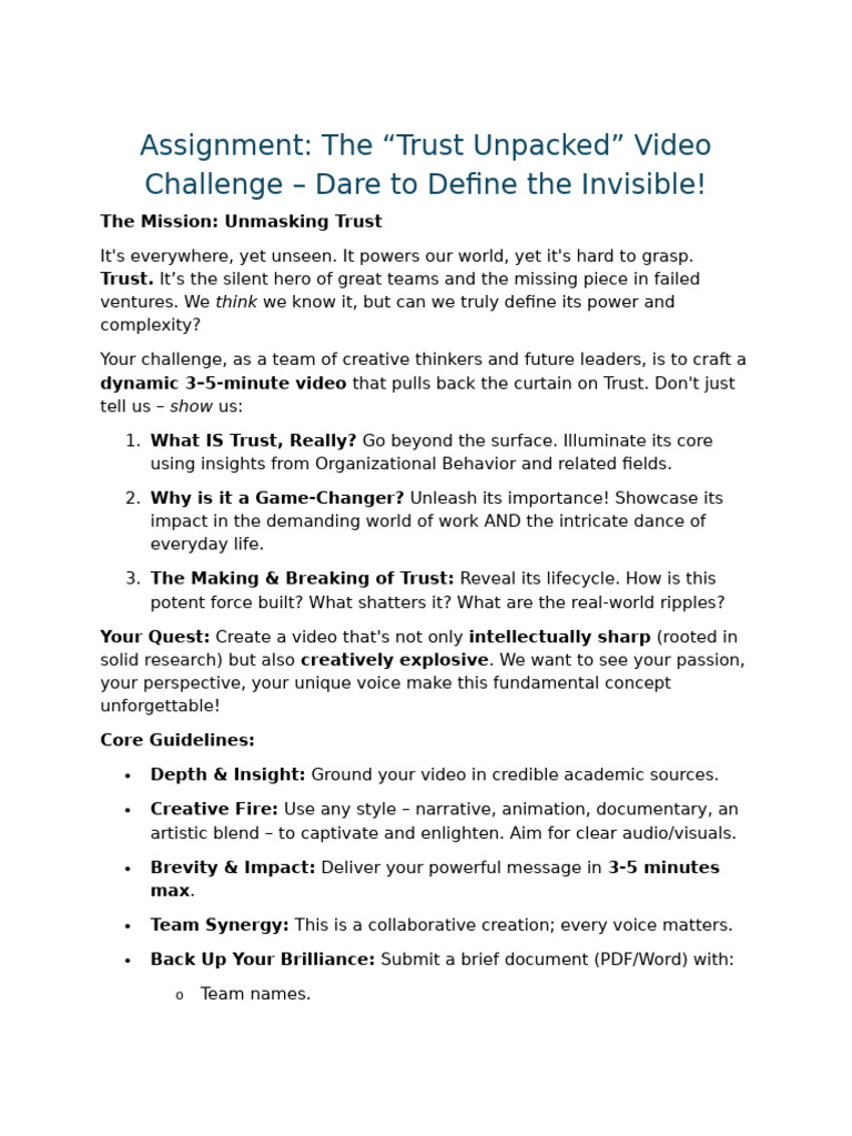 Trust Video Challenge Assignment | PDF