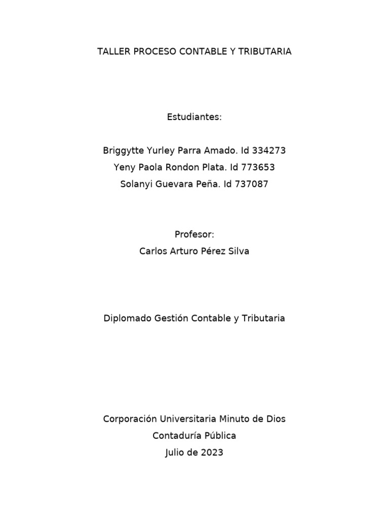 Taller de Proceso Contable y Tributaria | PDF