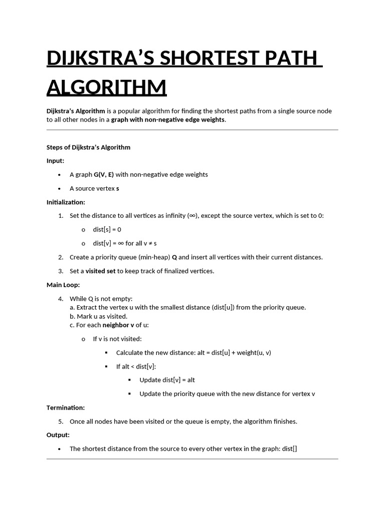 Dijkstra's Shortest Path Algorithm | PDF | Algorithms And Data ...