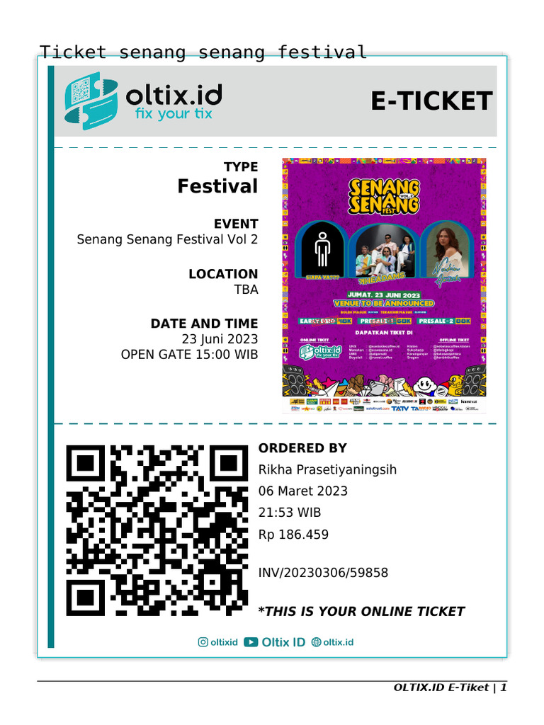 Ticket Senang Senang Festival | PDF