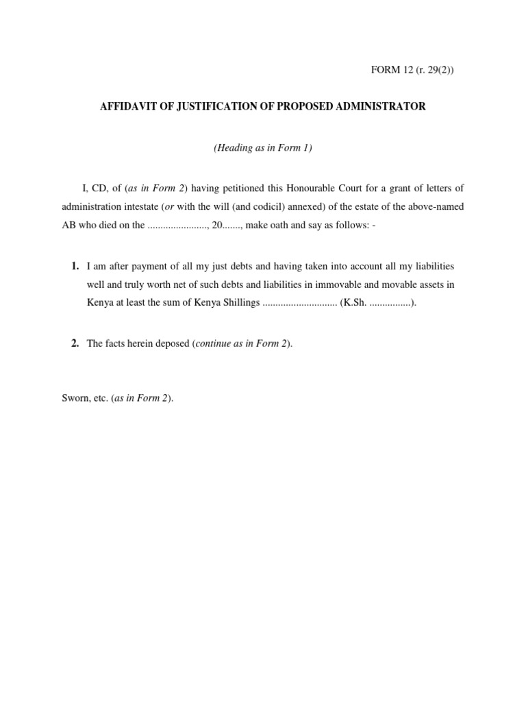 Affidavit of Justification for Administrator | PDF