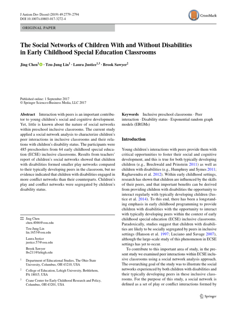 The Social Networks of Children With and Without Disabilities in Early ...