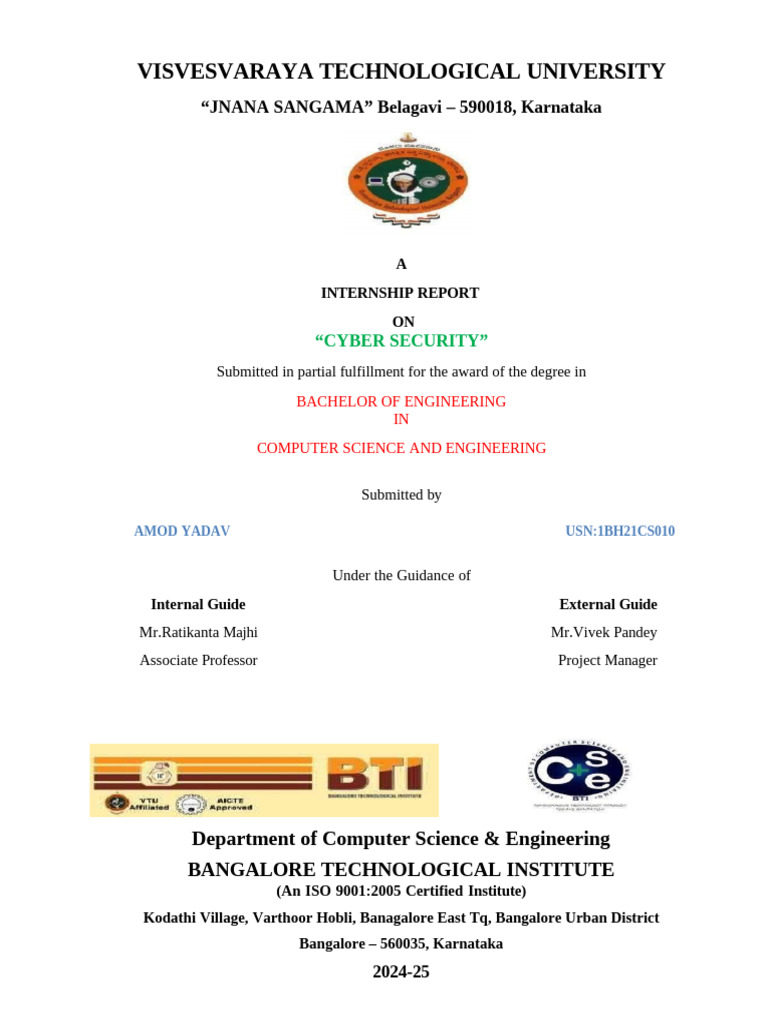 Amod Final Front Page Internship Report | PDF | Computer Security ...