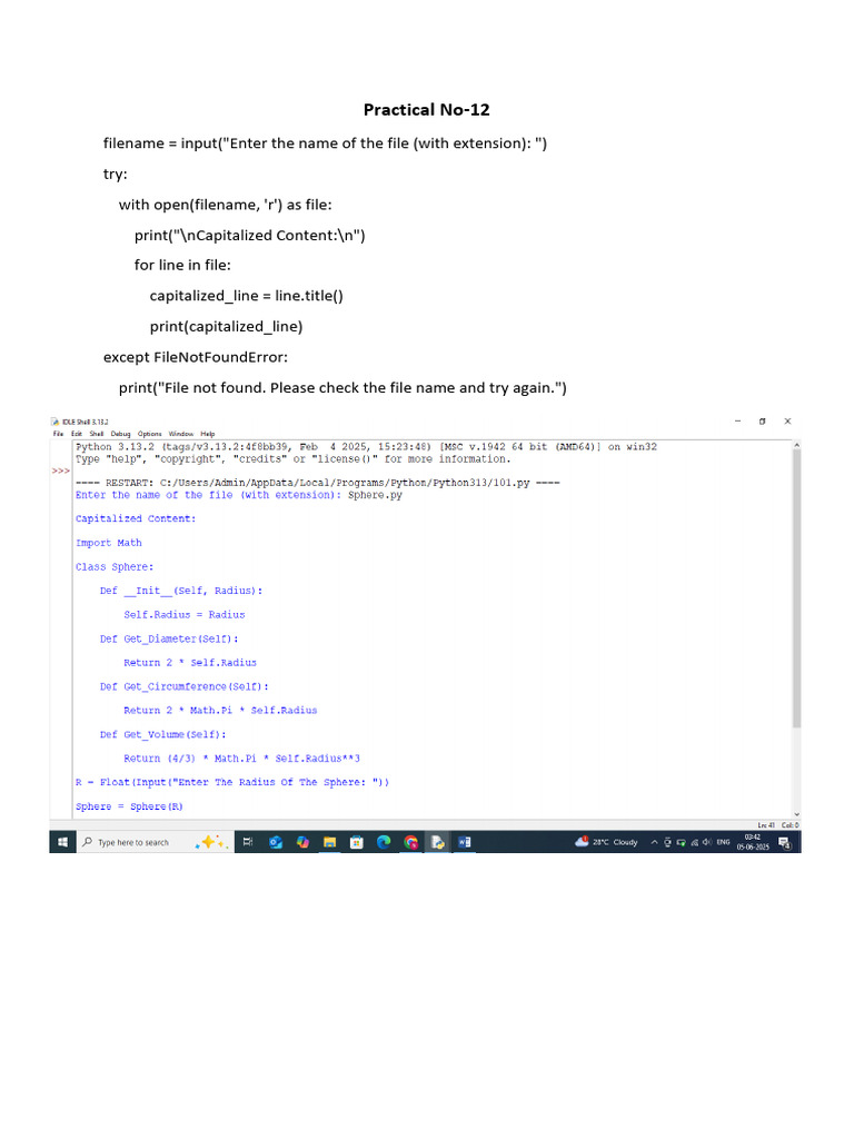 Python Practtical 12 | PDF