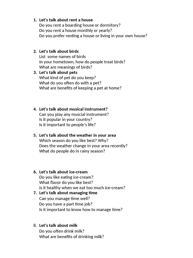 Speaking Part 1 - Homework | PDF | Vietnamese Cuisine