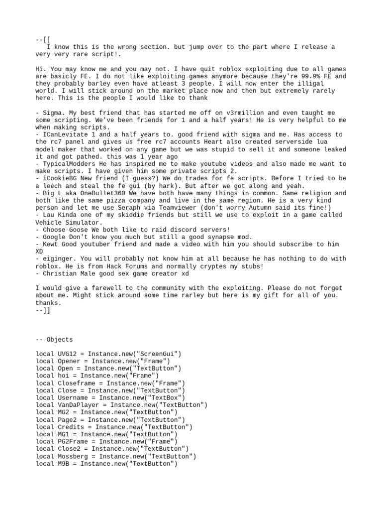 Rare Roblox Exploit Script Release | PDF