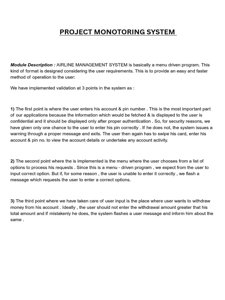 Project Monotoring System | PDF